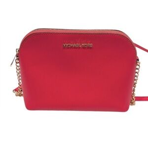 Michael Kors Jet Set Travel Medium Dome Crossbody Bag Saffiano Leather Pink